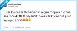 Enlace a Las matemáticas de Carrefour: donde 4,58€ = 5€ = 4,60€ = 4,58€ (según el día y tu cara de tonto), por @MadreFresa