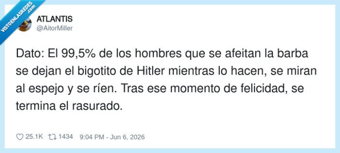 afeitado,bigote,Hitler,espejo,risa