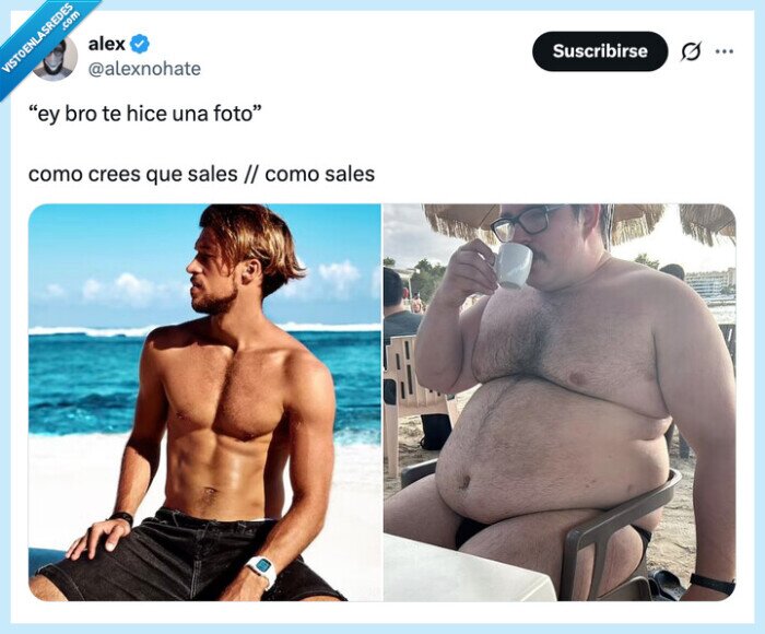f&iacute;sico,comparaci&oacute;n,playa,expectativa,realidad