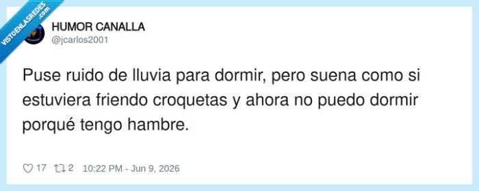 ruido,lluvia,croquetas,hambre,dormir