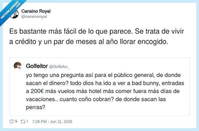 cr&eacute;dito,gastos,BadBunny,vacaciones,dinero