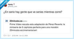 Enlace a Compaginando deporte con series, por @Hanky_solo