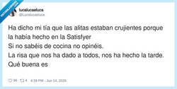 Enlace a Mi tía ha descubierto el Satisfyer y lo ha convertido en freidora de aire, por @Lucalucaeluca