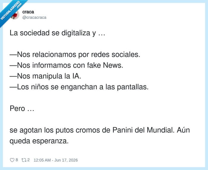 1735897 - Podemos tener todos los problemas del mundo, pero mientras haya álbum de Panini hay futuro, por @cracac