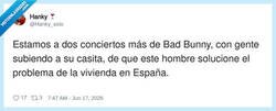 Enlace a Bad Bunny resolviendo la crisis de vivienda desde la casita, qué grande, por @Hanky_solo