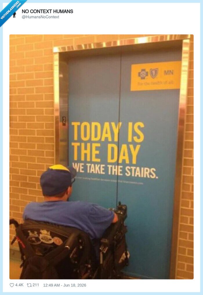 ascensor,escaleras,discapacidad,motivaci&oacute;n,iron&iacute;a