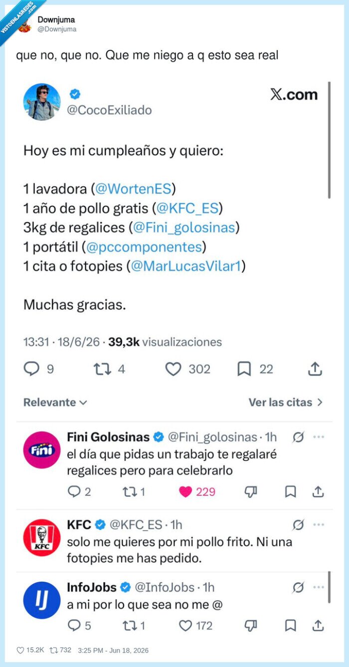 cumplea&ntilde;os,solicitudes,regalos,empresas,menciones