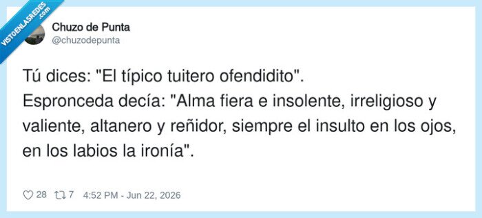 tuitero,ofendidito,poes&iacute;a,Espronceda,quejas