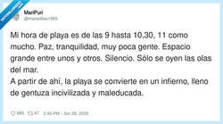 Enlace a De 9 a 11 la playa es un retiro espiritual; a partir de ahí, un festival de altavoces y mala educación, por @maravillas1965