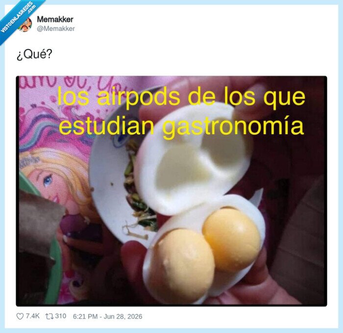 airpods,gastronom&iacute;a,huevo,cocina,parodia