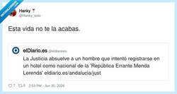 Enlace a Yo en Booking: “nacionalidad… pon ‘República Errante Menda Lerenda’, que suena oficial”, por @Hanky_solo
