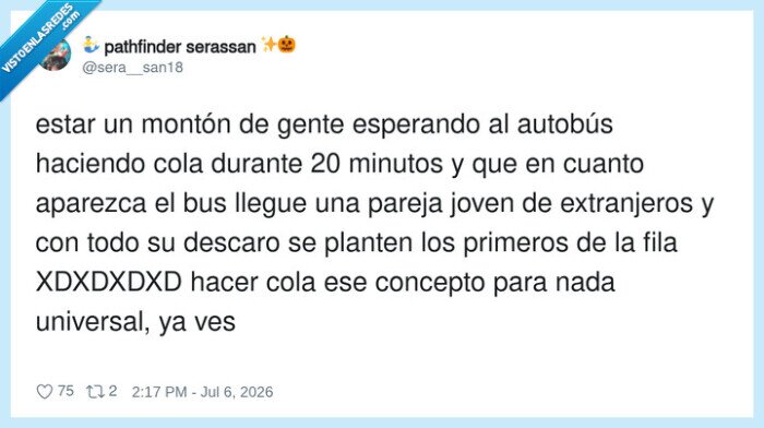 autobus,cola,extranjeros,descaro,hacer