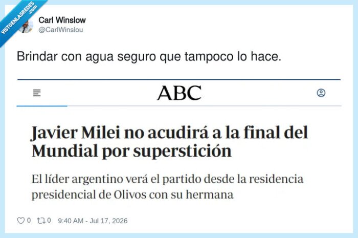 Milei,superstici&oacute;n,mundial,c&aacute;bala,f&uacute;tbol