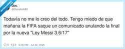 Enlace a La FIFA cancelando el mundial porque Messi respiró mal en el entreno, por @Docstock80