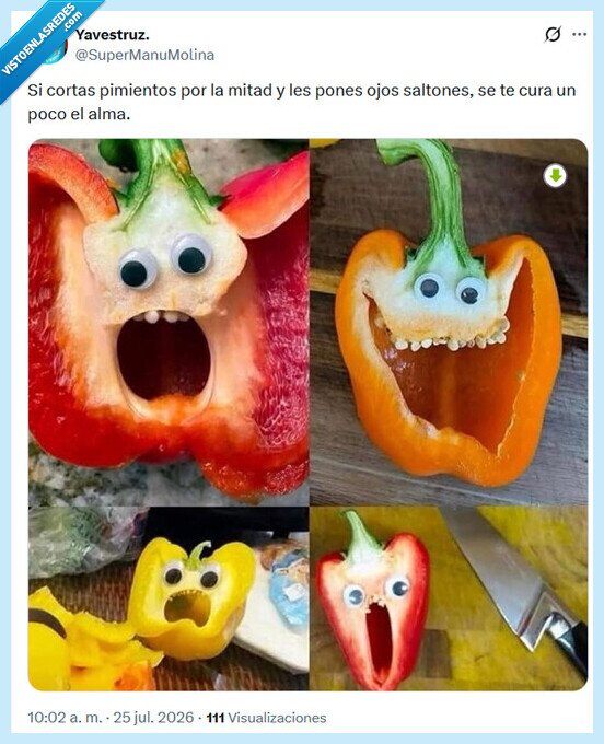 pimientos,cortar,ojos saltones
