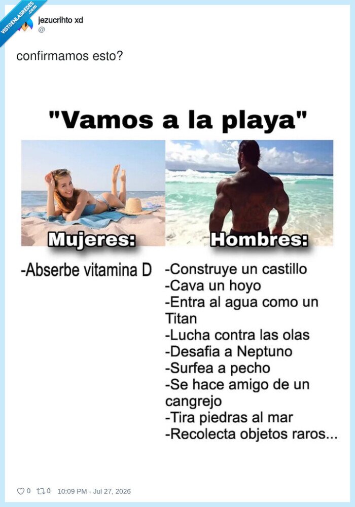 playa,mujeres,hombres,actividades,comparaci&oacute;n