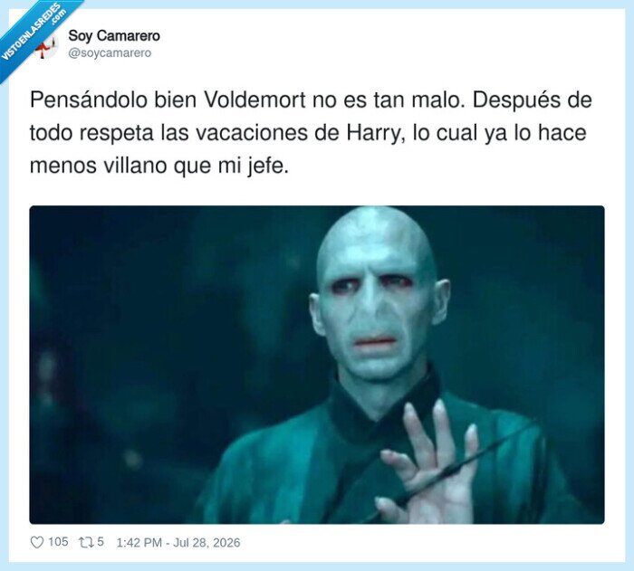 Voldemort,vacaciones,jefe,HarryPotter,trabajo