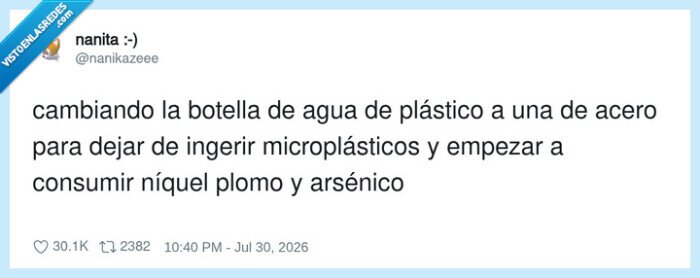 micropl&aacute;sticos,niquel,plomo,ars&eacute;nico,botellaacero