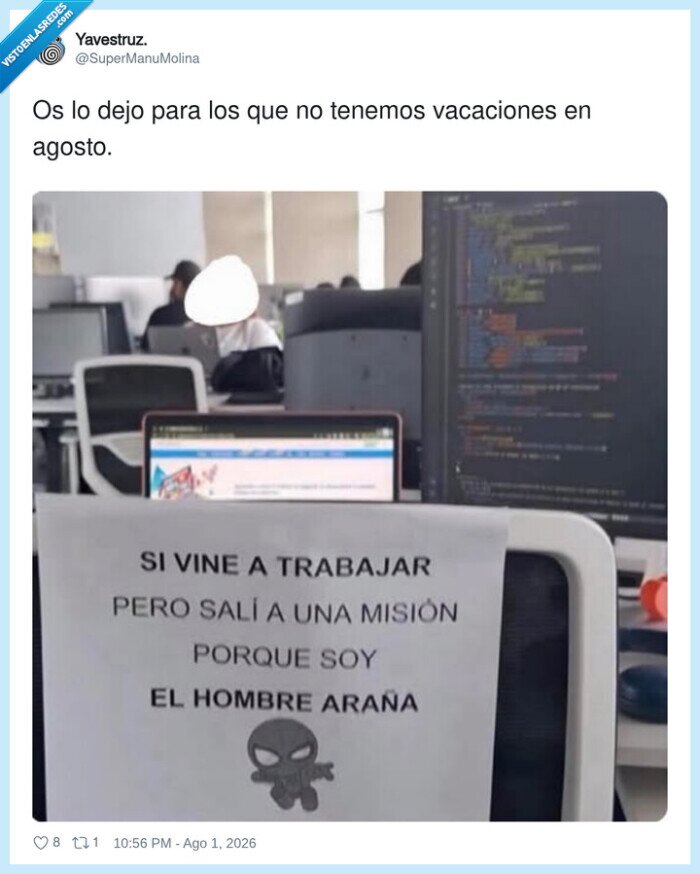 trabajo,hombrearana,mision,oficina,vacaciones