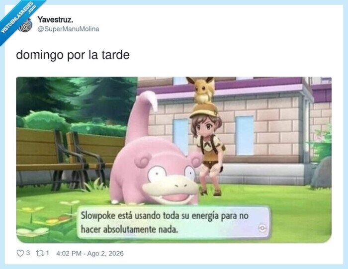 domingo,pereza,energ&iacute;a,slowpoke,vagancia