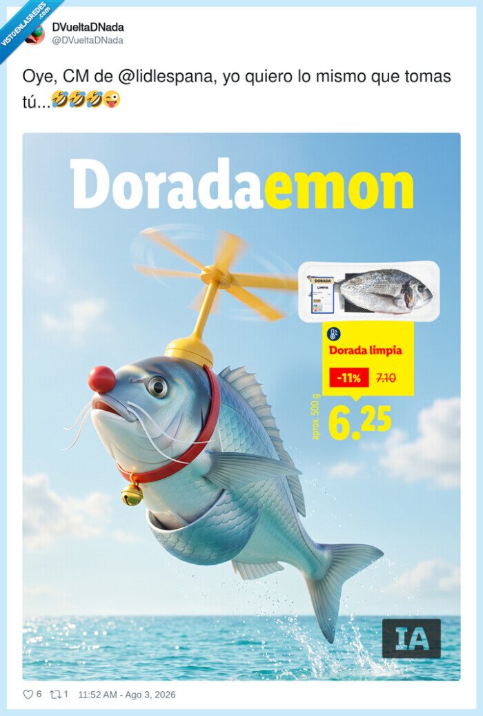 lidl,Doradaemon,pescado,publicidad,oferta,helicoptero