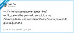 Enlace a Cuando tu respuesta es peor que la pregunta incómoda, por @nxstypxet