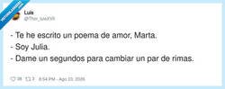 Enlace a Cuando reciclas el poema para todas y solo cambias el nombre a última hora, por @Thor_luisXVII