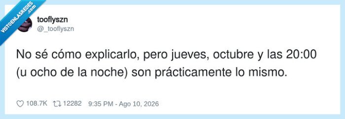 jueves,octubre,20h,noche,vibracion