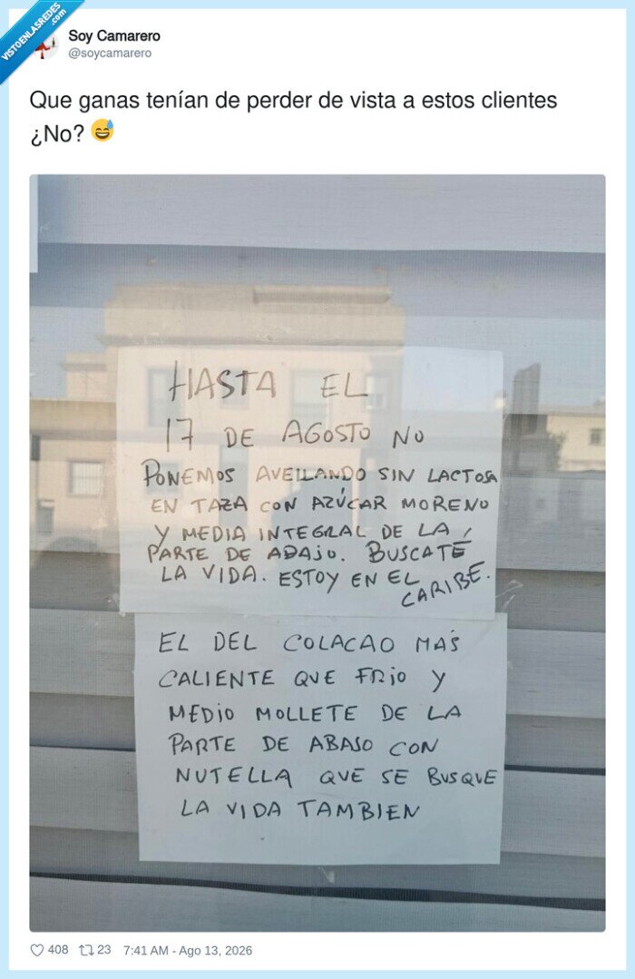 cartel,clientes,catering,falta,vaca