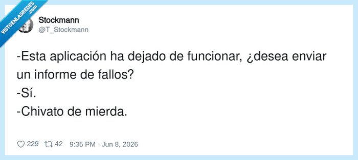 aplicacion,error,informe,sarcasmo,chivato