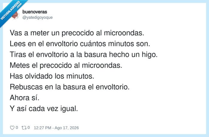 microondas,precocido,envoltorio,olvido,basura