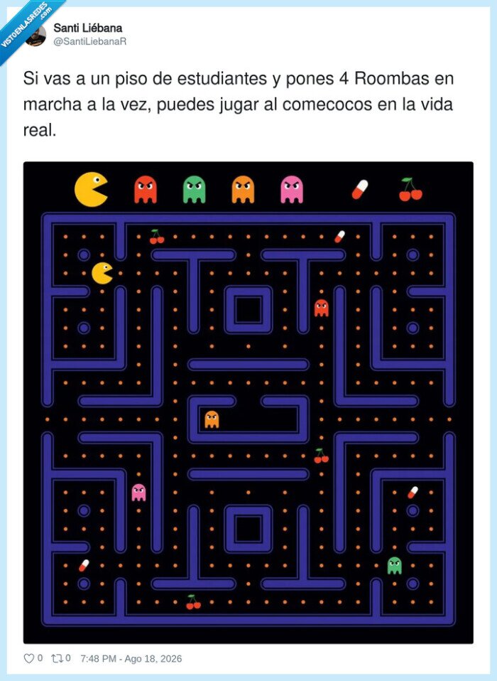 roomba,comecocos,estudiantes,limpieza,caos