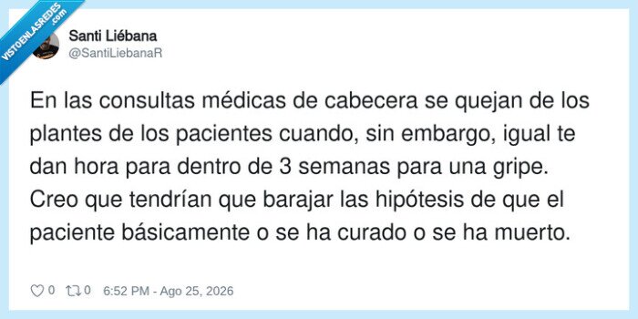 atenci&oacute;nM&eacute;dica,citaM&eacute;dica,gripe,sistemaSanitario,espera