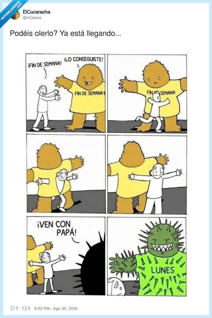 finde,lunes,monstruo,miedo,trabajo