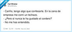 Enlace a Cuando dices “me comí un lechazo” y no era del menú, por @CarlWinslou
