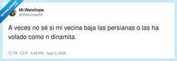 Enlace a Mi vecina no baja las persianas: hace un simulacro de bombardeo cada noche, por @WanchopeMr