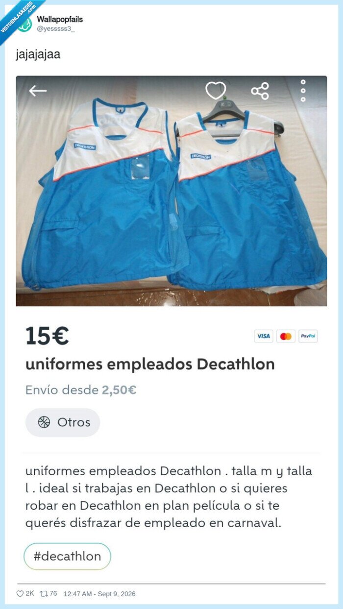 decathlon,uniforme,wallapop,disfraz,rebajas