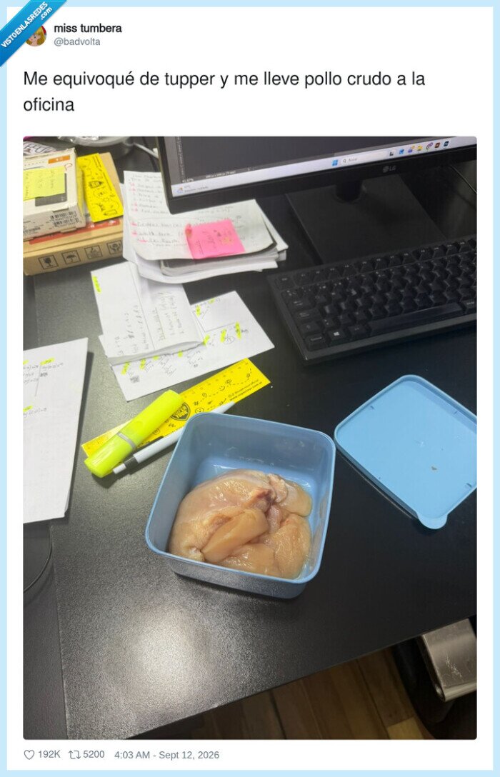 tupper,oficina,pollo,despiste,comida