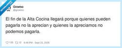 Enlace a La Alta Cocina en España resumida en un tweet depresivo, por @growtxo