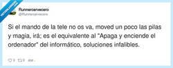 Enlace a Cuando descubres que soplar la tele funciona mejor que llamar al técnico, por @Runnercervecero