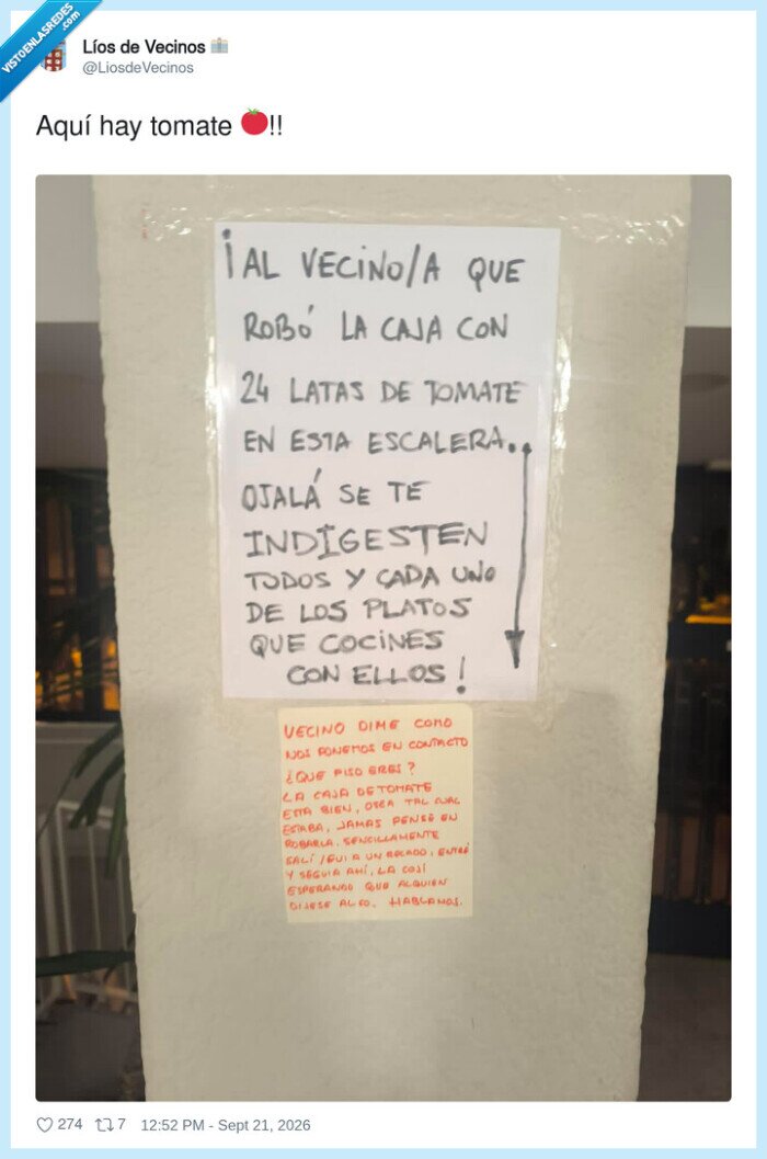 vecinos,robo,tomate,escalera,reclamacion