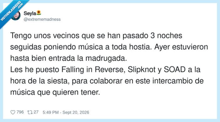 vecinos,m&uacute;sica,FallinginReverse,Slipknot,SOAD