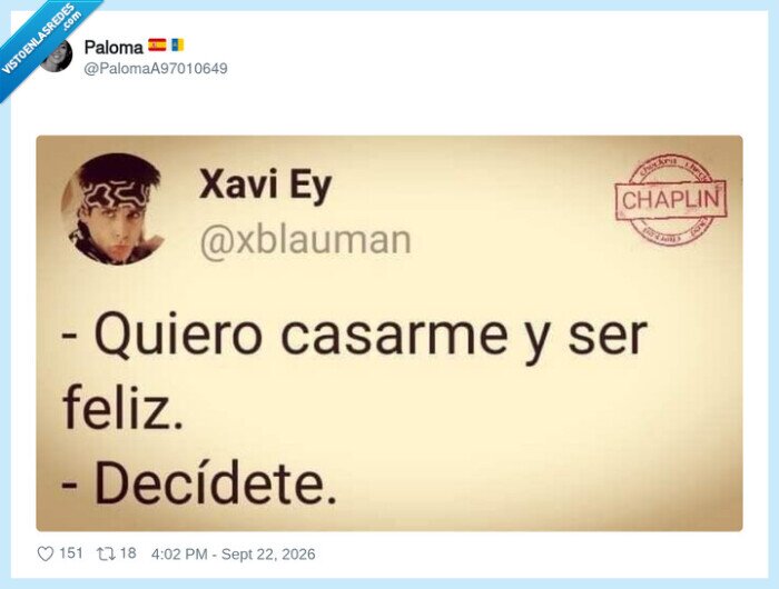 boda,felicidad,decidir,Chaplin,consejo