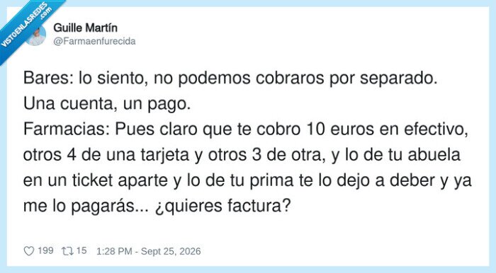 Farmacia,Bar,Pago,Cuenta,Factura