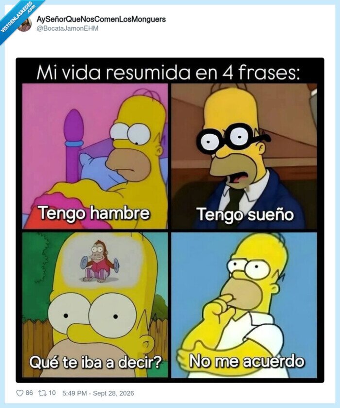 Homer Simpson,hambre,sue&ntilde;o,despiste,rutina