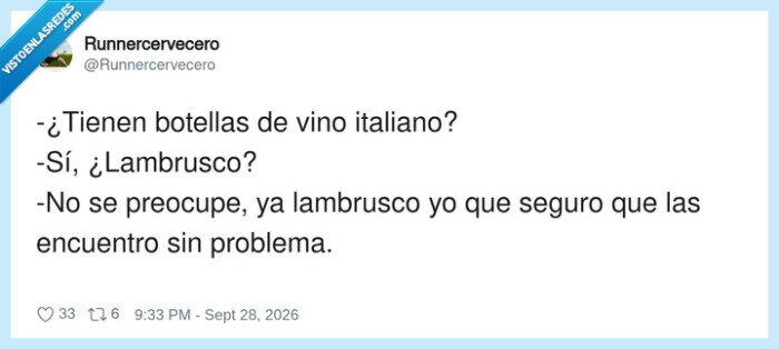 vino,Lambrusco,supermercado,malentendido,dependiente