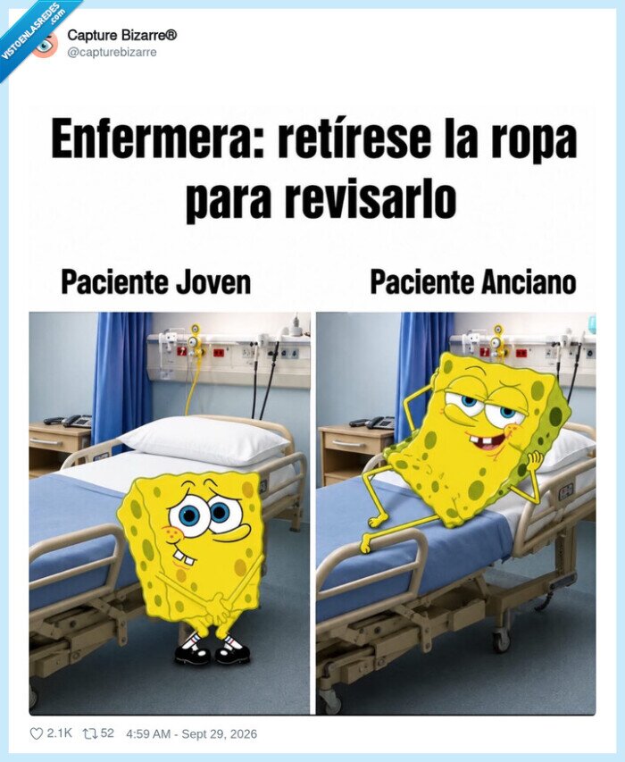 Bob Esponja,Hospital,Paciente,Enfermera,Vejez