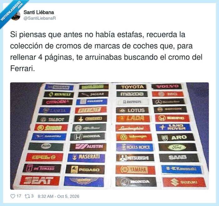 Coches,Cromos,Ferrari,Coleccionismo,Nostalgia