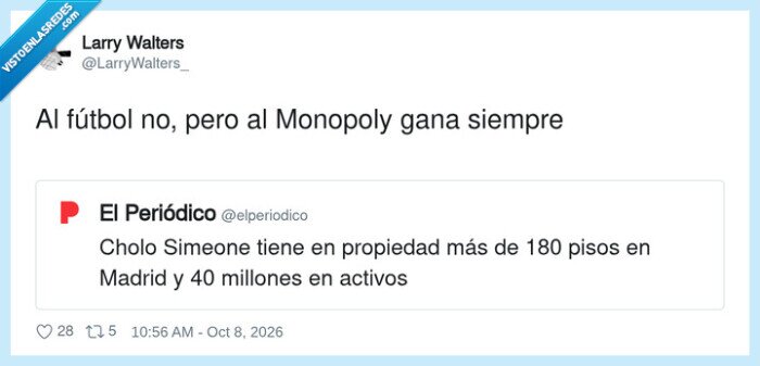 Simeone,Atl&eacute;tico,pisos,Monopoly,vivienda