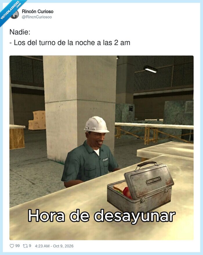 turnodenoche,trabajo,desayuno,GTA,horarios